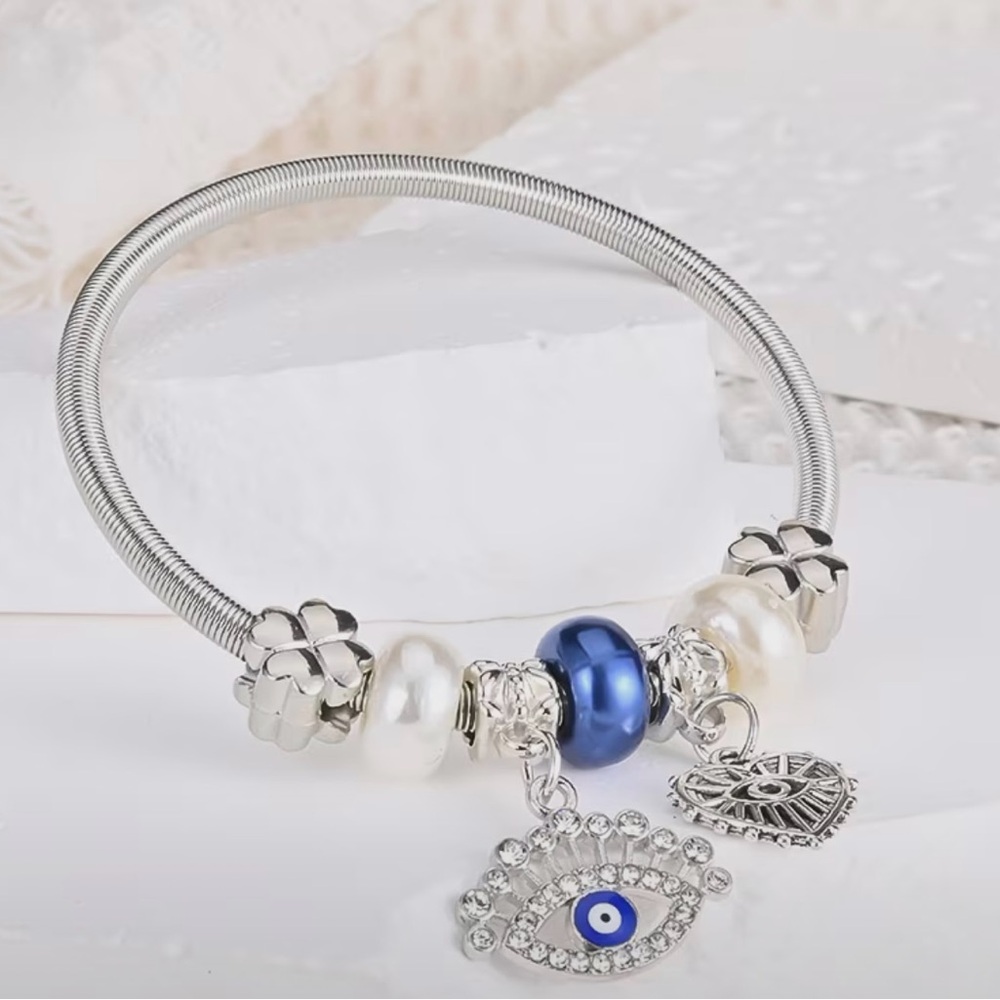 Silver and Blue Charm Bracelet